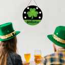 3 x St Patricks Day Decorations St Patricks Day Wreath Shamrock Door Decorations Wooden Shamrock Wreaths for Front Door Hanger Hanging Decor Welcome Sign for Porch Wall Indoor Home Decor