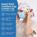 Adjustable Work Cap, Satin Lining, Forehead Sweat-Absorbing Cotton, Good Elasticity, with Buttons and Ties, Suitable for Various Occasions Multicolor