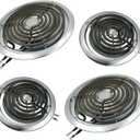 WB30M1 WB30M2 GE Electric Stove Burners Replacement Element with Stove Burner Covers Drip Pans for Electric Stoves Compatible with GE Hotpoint Electric Range Stove Top