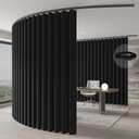 JILRON Room Divider Curtain Ceiling Curtain Track Set for Blackout and Privacy (Black Curtain + Black Track) 106" W x 84" L -1 Piece