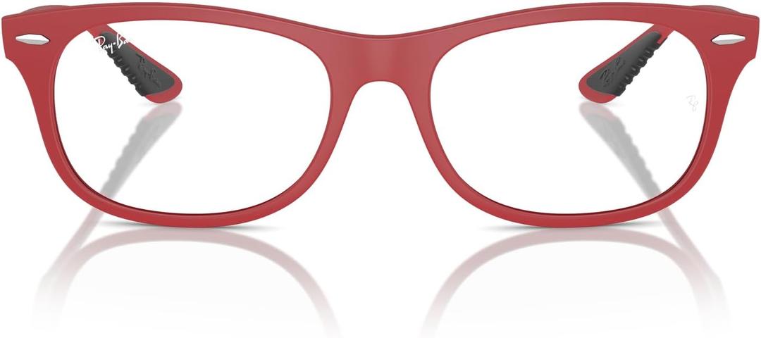 Ray-Ban Rx7307M Scuderia Ferrari Collection Square Prescription Eyewear Frames, Matte Red/ Demo Lens, 52 mm 