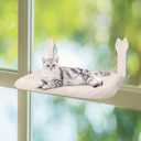 2 Pack Cat Window Perch,Cat Window Hammock Cordless Foldable Window Bed with 4 Large Strong Suction Cup,Reversible Cushion Cover,Metal Frame Easy to Adjust Window Seat Holds up to 40lbs(Beige