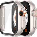 Misxi 2 Pack Hard PC Case Built in Tempered Glass Compatible with 49mm Apple Watch Ultra 3 (2025) / Ultra 2 / Ultra, Thin Protective Case with Screen Protector for iWatch, Cover with Button, 2 Starlight