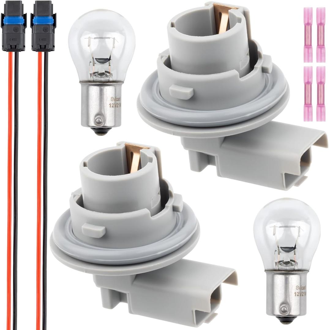 Rear Bumper Lamp Socket, Tail Fog Light Holder Connector with Wiring Harness Pigtail Plug and Lamp Bulb for Volvo XC60 2009-2013 Replace OE 31265953 2PCS