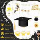Boao 36 Pcs Graduation Cake Decorations Congrats Grad Cake Toppers Class of 2026 Cap Diploma She Believed She Could Rose Butterfly Decor for Girls 2026 Graduation Party Supplies(Gold)