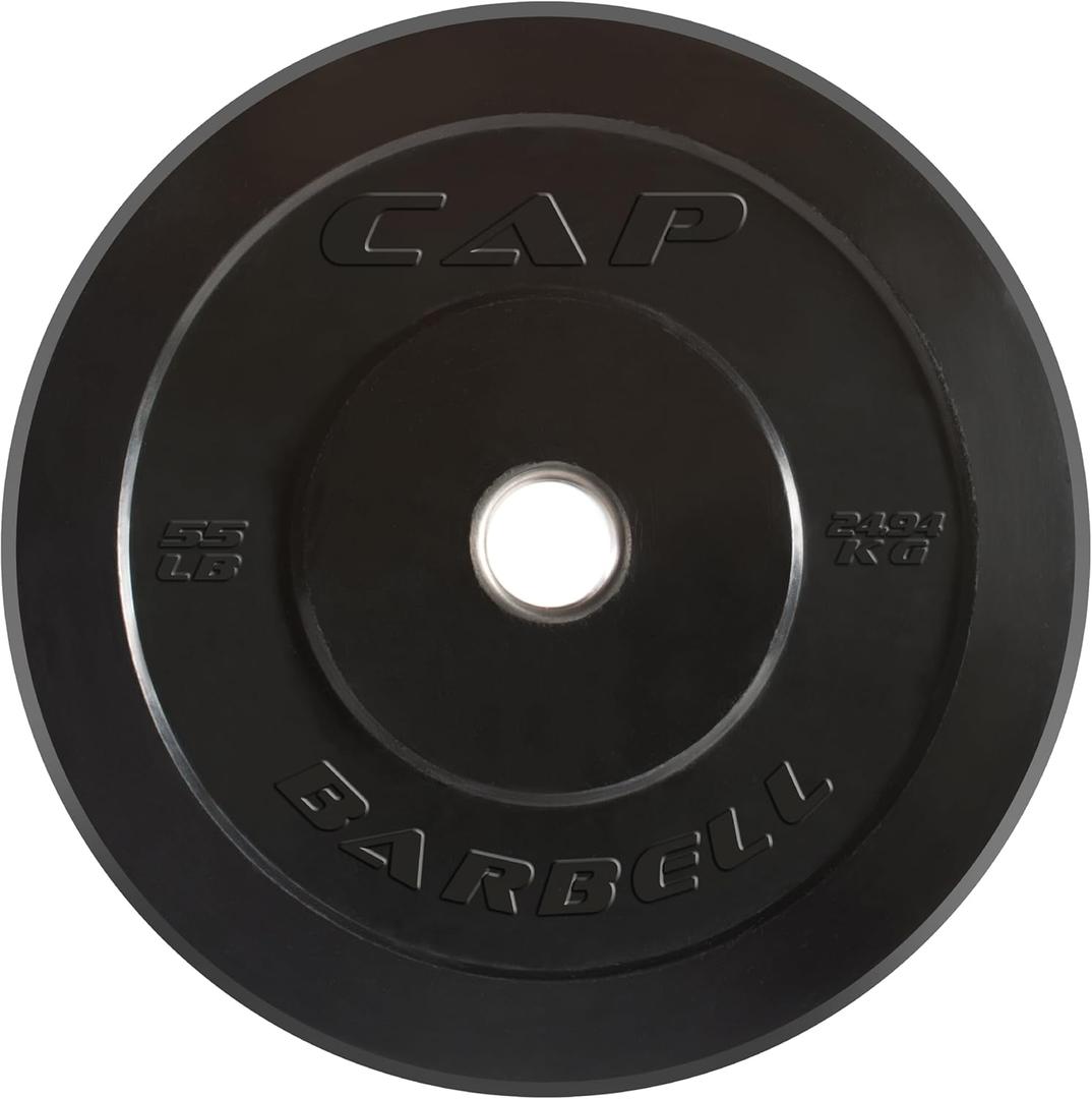 CAP Barbell Rubber Olympic Bumper Plate | Multiple Options/Colors (55lbs - Single)