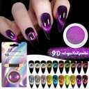 3 x 9D Cat Eye Effect Gold Chrome Nail Powder, Magnetic Holographic Nail Powder, Mirror Effect Manicure Pigment Dust Glitter for Salon Home Nail Art DIY Design (01)