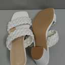 N.N.G Women Heels Sandals Braided Block Nude Summer Chunky Square Leather Woven Comfort Strappy Dress Casual Pumps Mules (6, 2'' Heels White)