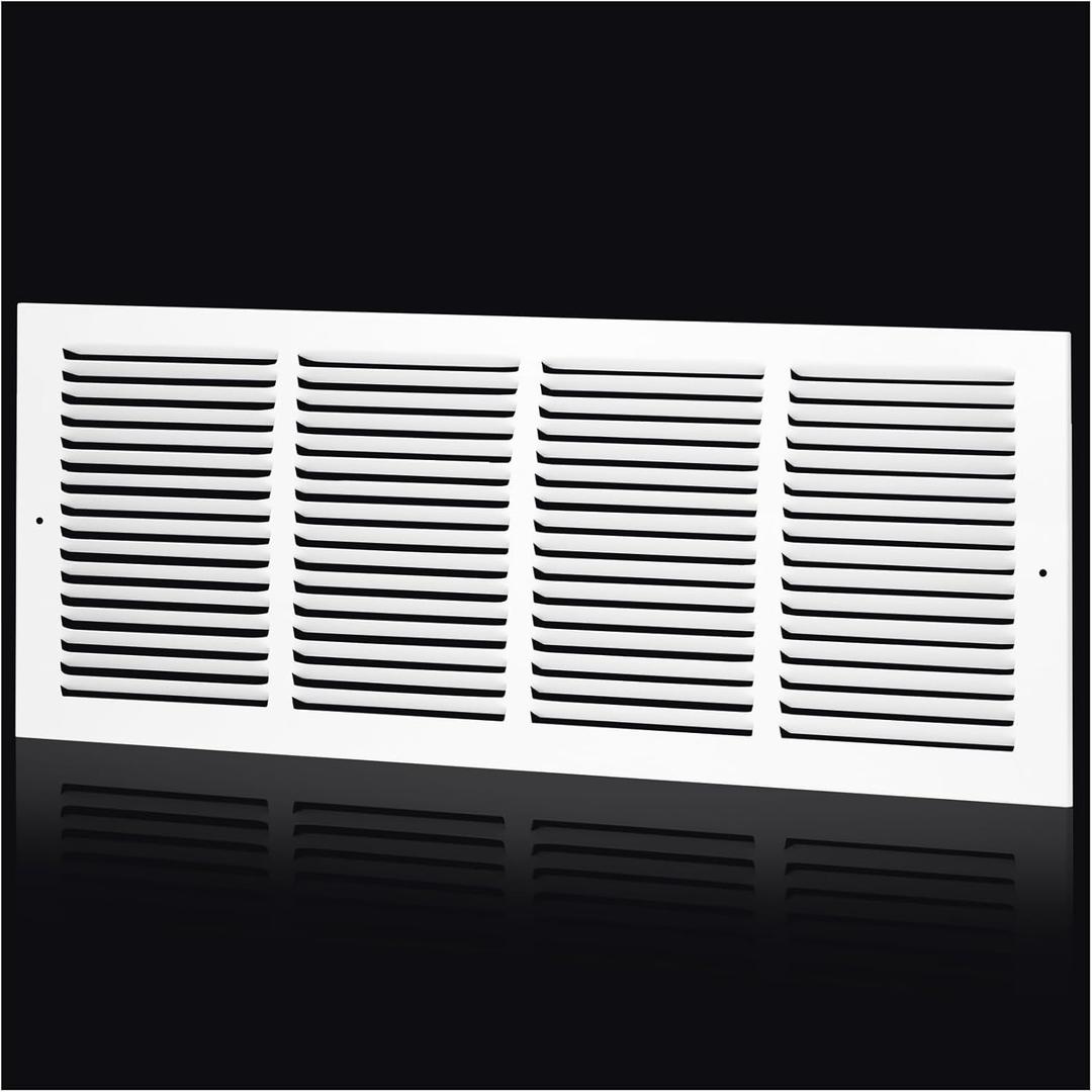 24"Wx8"H Duct Opening Return Air Grille,Air Return Vent Cover Grill for Sidewall and Ceiling,Solid Steel AC Vent Cover HVAC Cold Air Intake Grille Without Filter House,Outer Dimension:25.75WX9.75"H