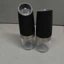 XinXu Gravity Electric Pepper and Salt Grinder Set, Adjustable Coarseness, Battery Powered with LED Light, One Hand Automatic Operation, Black -2 Pack