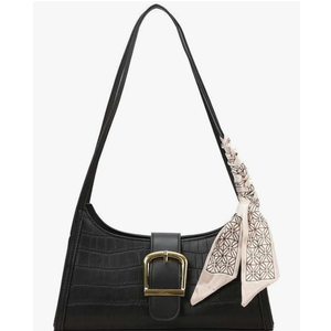 Womens Elegant Shoulder Bags Small Totes PU Leather Underarm Purse Handbag Stone Pattern Top Handle Satchel, Black