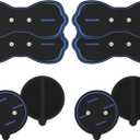 Wireless TENS Unit Electrode Pads Combo Set  8-Pack Multi-Size Electrodes, Reusable & Latex-Free Replacement Pads for Wireless TENS Units, 3.5mm Snap Connectors (for Multi-Site Pain Relief) (Blue)