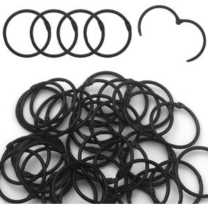 50 Pack 1-1/2 Inch Binder Rings, Black Book Rings Index Card Ring, Metal Ring Binder Clips Key Rings Paper Rings for Office, School, Home (Black, 38mm)