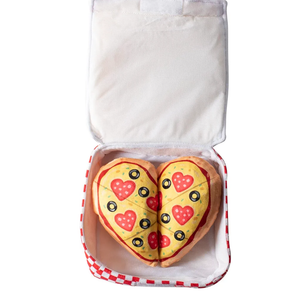 Fringe Studio Plush Dog Toy, Hide & Seek Burrow 3 Pieces Set, Pizza My Heart, Petshop Collection