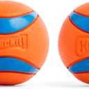 Chuckit! Ultra Ball Dog Toy - Medium Bouncy Fetch Balls For Dogs 20-60 lbs - Made from Durable Rubber - Floating Water Pet Toys - Size Medium - 2.5-inch Diameter - Pack of 4