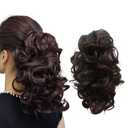 Ponytail Extension 12Inch Curly Wavy Straight Synthetic Hairpiece Clip in Claw hair extension One Piece Long Tails for Women (Dark Brown)