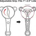 Jar Opener for Seniors, 4-in-1 Adjustable Lid Opener with Non-Slip Grip, Includes Magnetic Hook & Rubber Gripper, Suitable for Jars, Bottles and Beer Caps, Perfect for Arthritis and Weak Hands