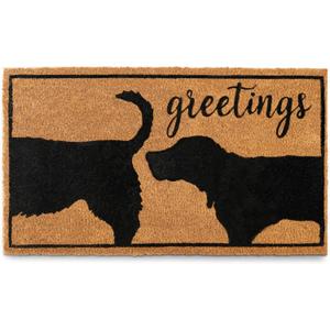 MAINEVENT Funny Dog Greetings Welcome Mat for Front Door, 30x17 Inch, Dog Mat for Covered Outdoor Area, Puppy Doormat w/Non-Slip PVC Backing (1'5" x 2'6" (Rectangular))