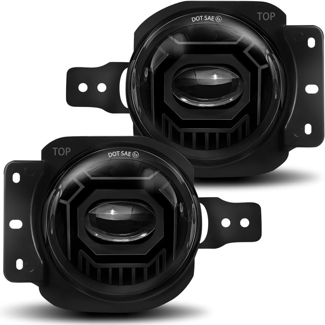 4 Inch Led Fog Lights Round with White Light Fog Lamps Fit for 2018-2025 Jeep Wrangler JL JLU Gladiator, DOT Approved Front Bumper Offroad Fog Lamps Accessories Replacement, Plug And Play