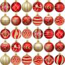 30 Pcs Christmas Red Gold Balls Ornaments in15 Styles,2.36'' Shatterproof Christmas Ball Ornament,Hand-Painted Ornament Bulk for Christmas Tree for Christmas Tree Decor Holiday (Blue)