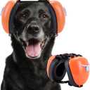 New Dog Ear Muffs for Noise Protection - 30dB NRR Dog Headphones, Noise Cancelling Hearing Protection Against Thunder/Fireworks/Vacuums, Upgraded Design with Bell Accent (Orange, Medium)