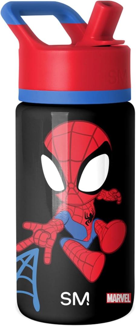 Simple Modern Kids Summit Water Bottle with Straw Lid | Marvel Spider Man 14oz Stainless Steel Cup Insulated Tumbler for Toddlers, Boys, School | Spidey Kid