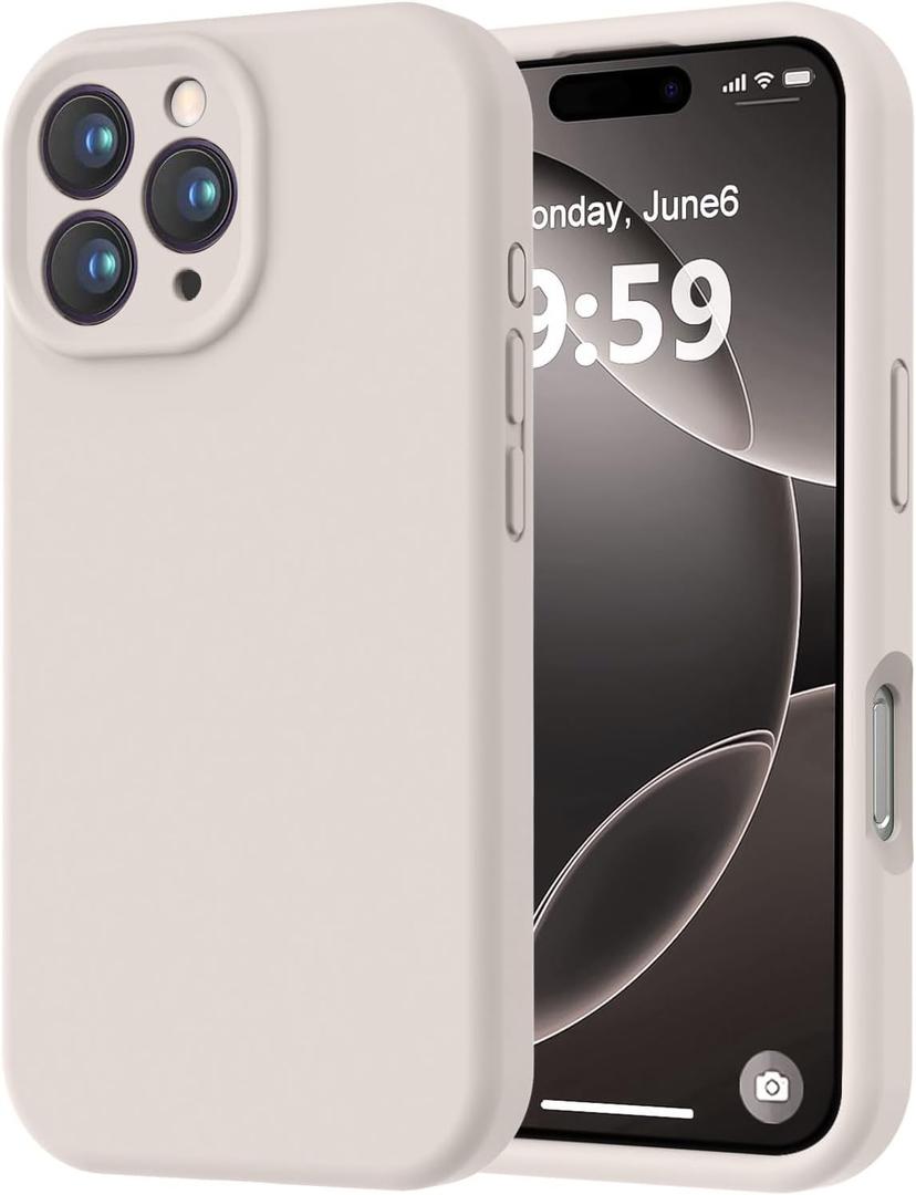 LOVE 3000 Designed for iPhone 16 Pro Case, Premium Silicone with [Soft Anti-Scratch Microfiber Lining] Shockproof Protective Phone Case for Men Women Girls 6.3", Stone