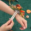 Serwalin 2 Pcs Wrist Corsage, 6-7 Inch Teal Orange Corsage for Wedding, Bridesmaid Mother Grandmother, Artificial Flowers for Prom Ceremony Anniversary