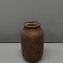 Terracotta Vase, Large Rustic Ceramic Vase, Farmhouse Decor for Living Room, Shelf, Mantle, Entryway, Room Decor, 9 Inch, Brown