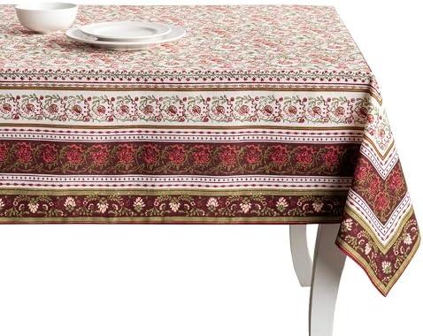 Maison d' Hermine Table Cloth Rectangle Table 100% Cotton 60 x 120 Inches Fall Tablecloth Reusable Everyday Use for Thanksgiving Christmas Decorations Dining Farmhouse Party (Reveillon Au Jardin)