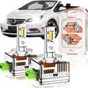 D3S HID Bulbs Fit for Buick 2013-2017 Enclave Envision 2014-2019 Lacrosse Regal Cascada 30000LM 6000K White Dual-Sided 30 Chips, Xenon HID Light Replacement, 800% Brightness, Pack of 2