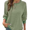 SHEWIN Women Fall Sweatshirt Lightweight Long Sleeve Pullover Tops Casual Oversized Shirts Color Black Patchwork Shirts Size S Green (Green, S)