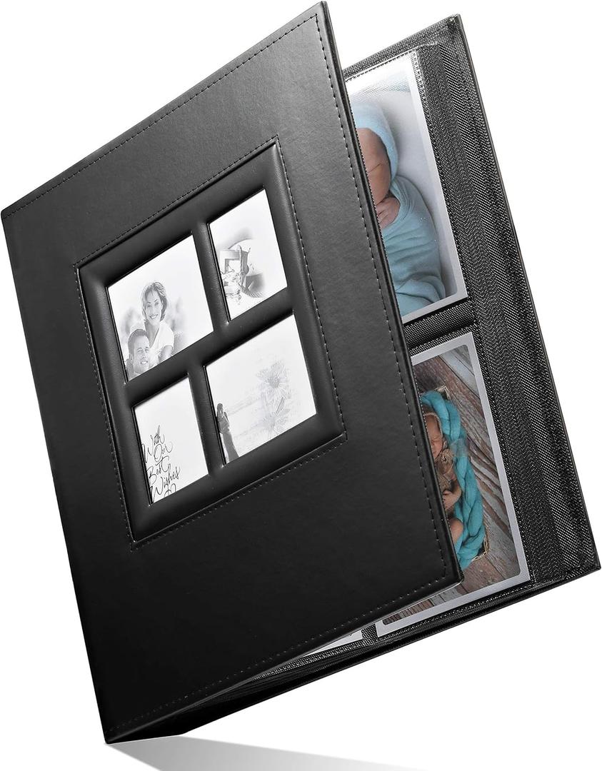 Photo Album 4x6 - Picture Album 500 Slots of Horizontal and Vertical Photo Slots, Album Cover is Designed with Faux Leather, Great for Wedding, Anniversary, Baby, Family, (Black)