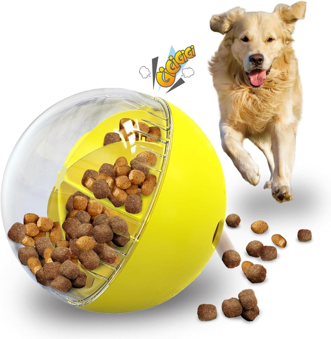 Interactive Dog Treat Toy, Mental Stimulation and Enrichment, Yellow