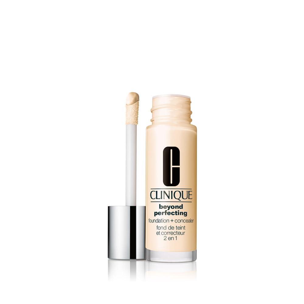 Clinique Beyond Perfecting Lightweight Liquid Foundation + Concealer For Dry Combination to Oily Skin Types | Full Coverage + Natural Matte Finish (AE Flax WN 01 - very fair, warm-neutral undertones)