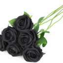 6pcs Fake Roses Artificial Flower, Bridal Rose Bouquet Faux Roses with Stems for Wedding Flower Decoracion, Black Artificial Roses, Valentine's Day, Wedding & Home Decor