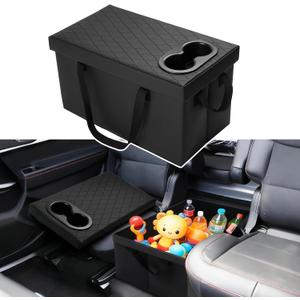 Shademax Custom for Ford Explorer Seat Organizer with Cup Holders Car Backseat Organizer for Ford Explorer 2020-2025 2026 Accessories Console Organizer for Kids Toys, Baby Supplies, Travel Dog Toys