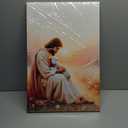 Jesus and Lamb Canvas Wall Art Christian Shepherds Save the Lamb Pictures Wall Decor Jesus Leaves The 99 Sheep Posters Prints for Bedroom Living Room Church Home Decoration 16x24in