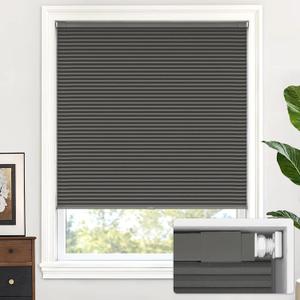 LazBlinds No Drill Cordless Cellular Shades, 23" W × 48" H, Midnight Black