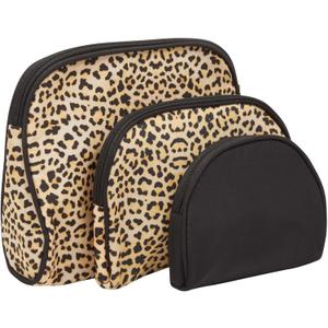 3 Pieces Leopard Makeup Bags Set for Women, Cosmetic Travel Pouch Toiletry Organizer