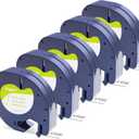 Replacement for DYMO LetraTag Refills, for Dymo Label Maker Refills, 91330 Paper Label Tape 12mm (1/2" x 13ft) Compatible Dymo Lables for Letra Tag 100H 100T 200B QX50 (Black on White, 5 Pack)