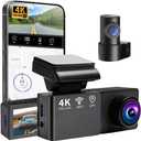 4K Dash Cam Front and Rear Dashcams for Cars, G-Sensor,Built in WiFi with APP, HD Loop Recording, Night Vision, Wide Angle, WDR, Parking Mode