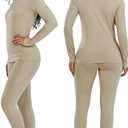 ALLZERO Thermal Underwear for Women Fleece Lined Base Layer Set - Winter Long Johns for Cold Weather (Beige, M)