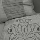 Chezmoi Collection 7-Piece Jacquard Floral Comforter Set (Queen, Silver/Gray)