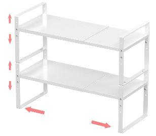 Expandable Stackable Spice Rack Cabinet Shelf Organizer in Cabinets Shelves Kitchen Cupboard Organization Stack up Racks Pantry Countertop Storage Large/White 2 Packs