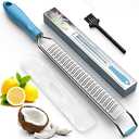 Lemon Zester & Cheese Grater – Premium Stainless Steel - A Sharp Kitchen Tool for Cheese Grater, Ginger, Garlic, Nutmeg, Chocolate, Vegetables, Fruits, Dishwasher Safe, Blue