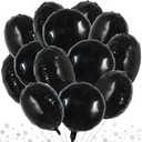 TONIFUL 30Pcs 18 Inch Large Black Round Shape Foil Balloons Big Black Circle Helium Mylar Ballons for New Year Halloween Chrismas Birthday Wedding Baby Shower Anniversary Engagement Party