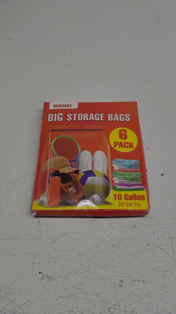 6Pack Extra Large Plastic Storage Bags 10 Gallons 24"x20"x7" Zero BPA Double Zipper Seal 4 Mils Thick Double Layer Carry Handle Resealable Moving Seasonal Travel Clothes