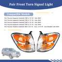 Pair Front Turn Signal Light Lamp Compatible with Toyota Sequoia 2001 2002 2003 2004, Tundra 2004 Double Cab Replace 81520-0C020 81510-0C020 Left & Right Side Corner Lights w/o Bulbs