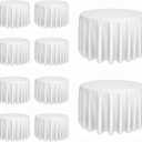 10 Pack White Round Tablecloths, 120 Inch Stain Resistant and Wrinkle Round Table Clothes, Washable Polyester Table Clothes Cover for Kitchen Dining, Wedding Birthday Party, Buffet Restaurant, Banquet